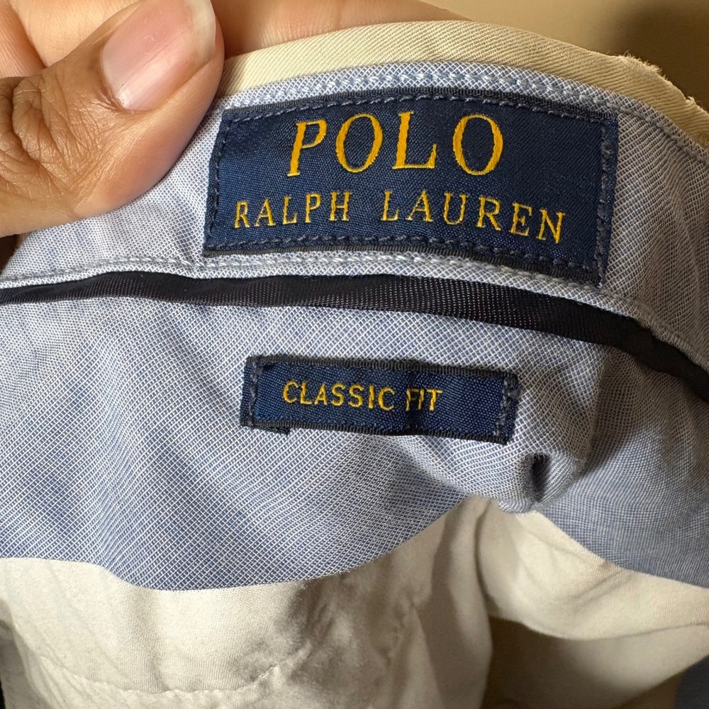 Polo Ralph Lauren Men Sz 42 Chino Shorts Classic Fit Cream Tan Pima Cotton - Picture 7 of 9
